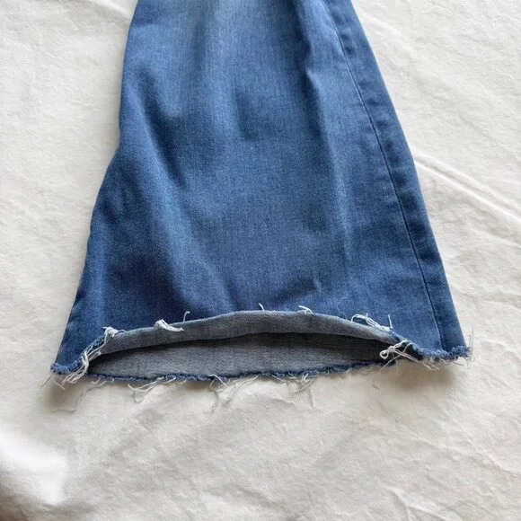 Frame Denim Le High Flare Jeans Light Wash Distressed Hem Size 24 - Picture 10 of 11